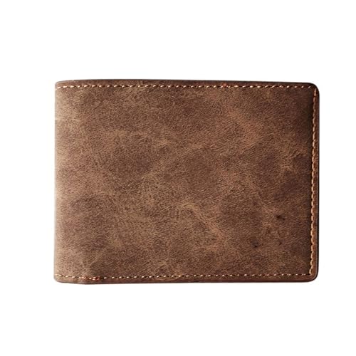 men's wallet Men's Slim Wallet with Zipper Coin Pocket Compact Leather Wallet for Men RFID Blocking Thin Wallet(Brown)