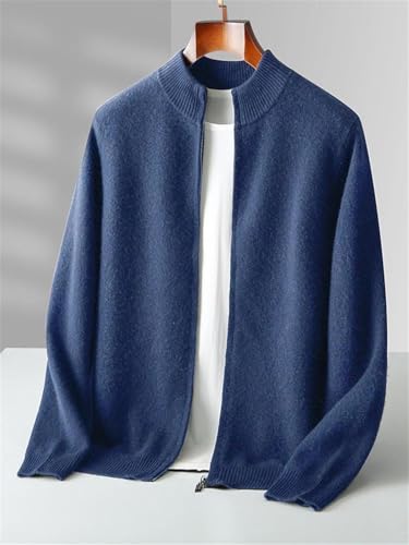 Men's Cashmere Cardigan Sweater Solid Mock Neck Long Sleeve Wool Cardigan Spring Winter Basic Wool Knitwear2