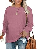 DOLNINE Plus Size Tops for Women Casual Side Slit Sweatshirts Tunics Rose Red-16W