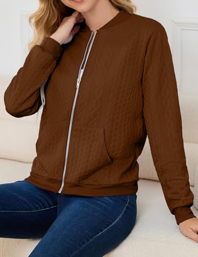 Image of Womens Full Zip Up Cardigan Sweater Casual Solid Long Sleeve Sweatshirt Coat with Pocket