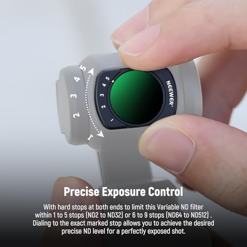 Image of NEEWER Variable ND Filter Set Compatible with DJI Osmo Pocket 3 / Pocket 4 / Xtra Muse, ND2-32 + ND64-512 Adjustable Neutral Density Filters with 2 Screen Protector Accessories