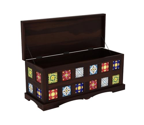 Image of The Attic Jaipur Storage Box, Multipurpose Cabinet for Living Room & Bed room Storage, Solid Wood Classy storage, Walnut Matte Finish