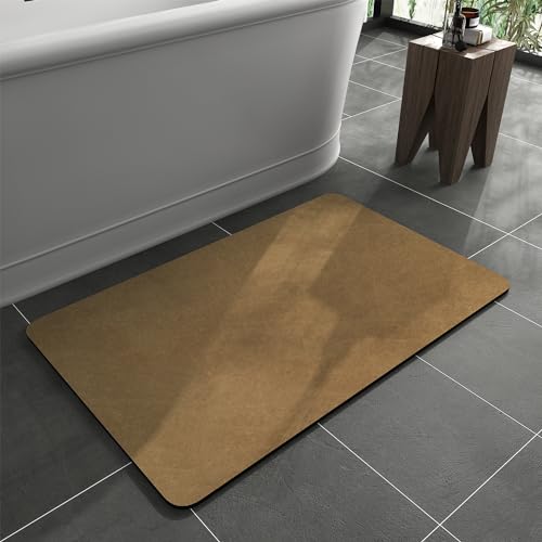 MontVoo Bath Mat Rug - Non Slip Quick Dry Absorbent Bathroom Rugs - Camel 16"x24"