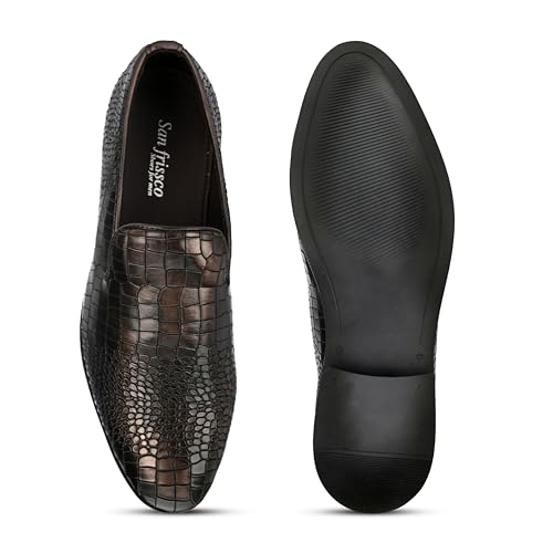 Image of San Frissco Mens Bm 2022 San Frissco Men's Loafers Handcrafted Casual Slip On Shoes Textured Upper /Soft Cushioned Footbed with TPR Sole /Comfortable Lightweight Flexible for Party, Office 9 (Copper)