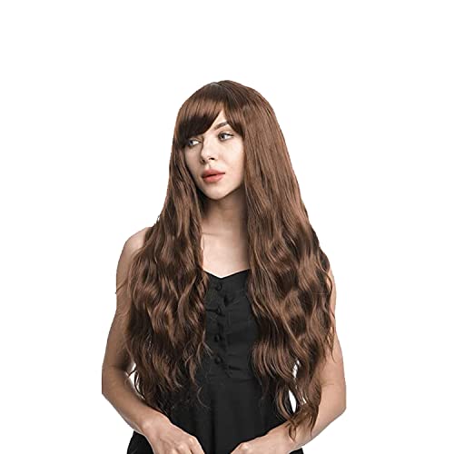 OMANIAC 24 Inches High-light Wigs for Women Synthetic Wigs Adjustable Wigs Caps Light Brown With Long Wavy Curly for Daily Party Work Wear Natural Women Wigs