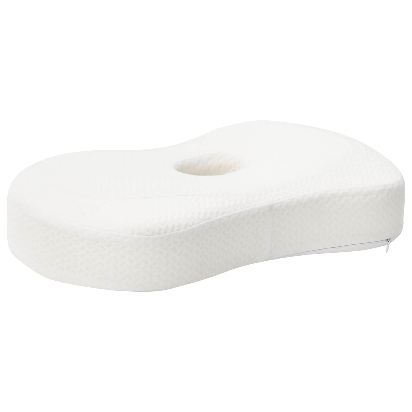 Almohada cervical blanca 53 x 35 x 11 cm de espuma viscoelástica con forma ergonómica transpirable y lavable para dormitorio, cama, almohada para dormir de lado y soporte cervical