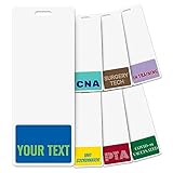 Personalized Print Badge Buddy - Multiple Colors and Fonts to Choose from - Vertical Oversized - Print On Both Sides with Border - Durable and Water Resistant Ideal for Teachers, Nurses, Doctors