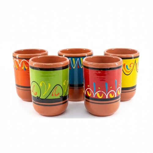 Cactus Canyon Ceramics Spanish Terracotta 5-Piece Cup Set, Multicolor