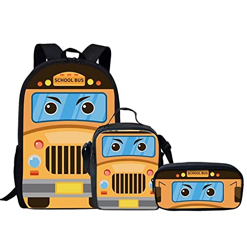 Sac à dos école motif voiture avec trousse et sac repas pour la rentrée primaire