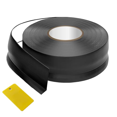 Jyvex Listón blando autoadhesivo de 50 x 20 mm (14 m), color negro, zócalo autoadhesivo para cocina y baño, perfil angular de plástico de PVC, flexible
