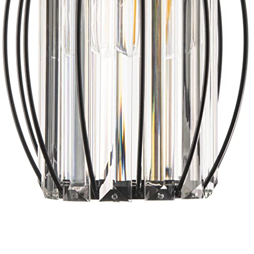 Giggi Small Black Crystal Light Shade 16cm x 20cm, Cylinder Shape with Oval Rings, Lampshades for Ceiling Lights & Bedside Lamps, Lamp Shades for Bedroom, Living Room, Kitchen, Hallway