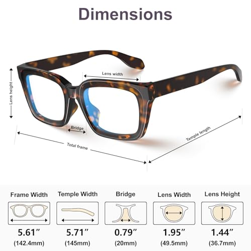 Image of VISOONE Chunky Square Anti Glare UV400 Blue Light Blocking Computer Glasses | 99% Digital Screen Filter Non-Prescription Clear Lens Thick Frame 32g Lightweight Eyewear Office for Men Women MONTANA