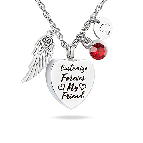 Forever My Friend Urn Necklace for Ashes Cremation Jewelry Fillable Necklace Stainless Steel Memorial Necklace