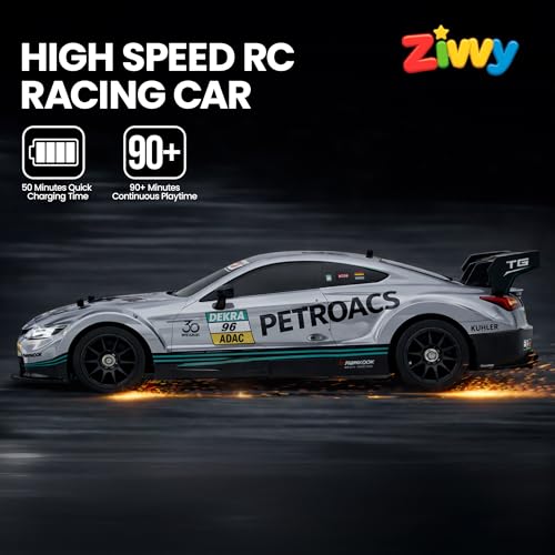 Image of BigRemote Control Car Silver | 2.4G Remote Control Drift RC Car with 150m Range, Neon Lights & Music | Rechargeable RC Racing Toy |Best Gift for Boys & Girls 2 3 4 5 6 7 8+ Years