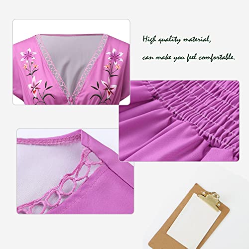 Robe d'été en mousseline imprimé floral coupe longue et fluide - 7