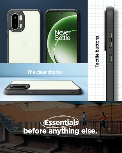 Image of Spigen Essential Sand Crystal | Transparent OnePlus 15R Case | OnePlus 15R Back Cover | TPU+Poly Carbonate - Matte Black