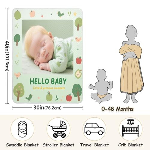 Custom Cute Baby Image Cartoon Fruit Tree Green Baby Swaddle Blanket Cozy Custom Prints Image tag Blankets for Girls or Boys 30x40in Regalos para Bebes recien nacidos3