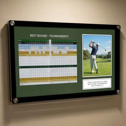 9x15 Acrylic Golf Scorecard Frame & Photo Holder - Minimalist Memorabilia Display with Stainless Steel Standoffs, Fits Standard Scorecards and 4x6 5x7 Photos, Elegant Golf Gift