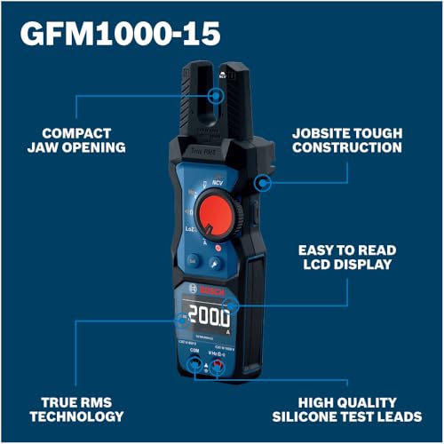 Bosch GFM1000-15 Fork Meter, Digital Multimeter for HVAC & Electrician - image 2
