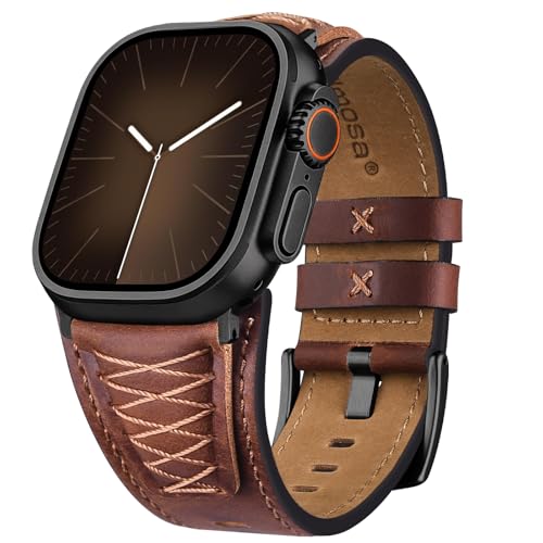 Image of Fullmosa Top Grain Vintage Leather Strap Compatible for Apple Watch | Ultra3 /2 /1 49mm 46mm 45mm 44mm 42mm (NO WATCH) Premium Leather Band for iWatch SE3 /2 /1 series 11 10 9 8 7 6 5 4 3 2 1 Men