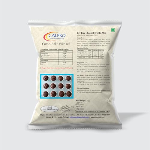 Image of Egg Free Chocolate Muffin Mix: Instant Premix for Baking | Richness In Mouth, Soft And Favourite, Buttery Flavour ! Melt-In-Mouth -100% Vegetarian ! Muffin Mix -1KG