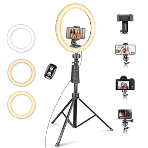Eicaus 12″ Ring Light with Tripod Stand and Phone Holder,Selfie LED Lighting with 62″ Phone and Stand,Circle Ringlight for Photography,TIK Tok and YouTube,Compatible with iPhone, Android and Cameras
