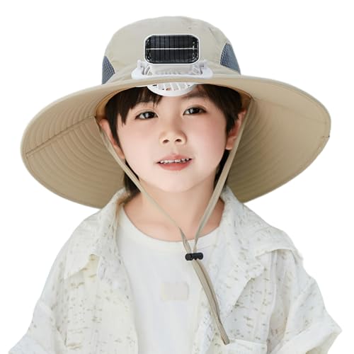 Cooling Fan Hat for Kids 3-12Years Quick Drying Solar Powered Fan Caps Sun Protective Hat Children Solar Fan Fishing Hat Children's Solar Fan Hat