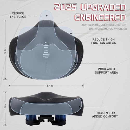 Image of BUCKLOS New Noseless Bike Seat for Comfort Men&Women Extra Wide Bicycle Seat Cushion Oversized Comfortabele Foam Padded Bike Saddle for Peloton Exercise Bike Ebike Cruiser Bikes