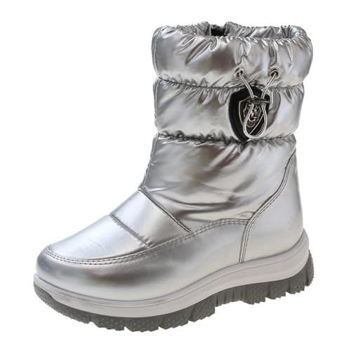 Childrens Thick Snow Boots Chunky Sole Non Slip Ski Booties Outdoor Cozy Warm 𝐖aterproof Cotton Fleece Lined Shoes