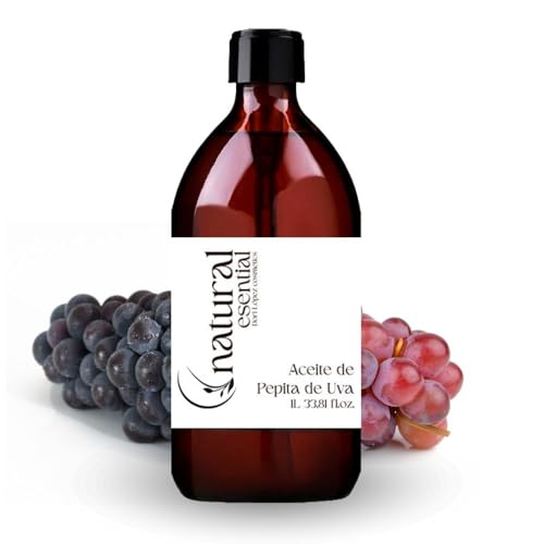 Aceite de Pepita de Uva Natural,100% Puro | Aromaterapia | Maderoterapia | Propiedades Hidratantes, Antioxidantes y Antiinflamatorias | Previene el Envejecimiento Prematuro (1 Litro, Pepita de Uva)