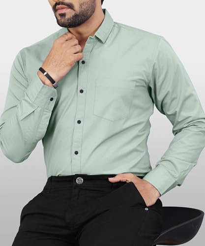 Image of Men's Cotton Full Sleeve Shirt | Regular Fit Casual & Formal Wear with Patch Pocket