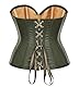 Bslingerie® Damen Kunstleder Bustier Korsett Corsage (XXL, Dunkelgrün)