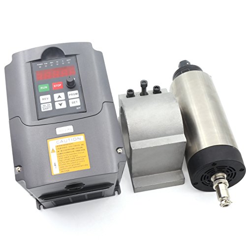 RATTMMOTOR 1.5KW Air Cooled Spindle Motor 220V ER16 24000RPM+1.5KW VFD Drive Inverter Variable Frequency Drive 220V Spindle Motor Speed Control Converter+80mm Spindle Motor Mount Clamp for CNC Router