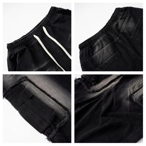 Unisex Baggy Jeans Streetwear Vintage Washed Drawstring Elastic Waist Wide Leg Harajuku Hip-Hop Cargo Jeans4