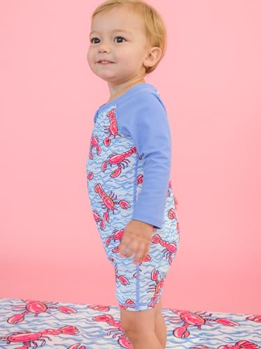 Image of RUGGEDBUTTS Baby /Toddler Boy Swimsuit, One Piece Zipper Rash Guard Sunsuit with UPF 50+ Sun Protection