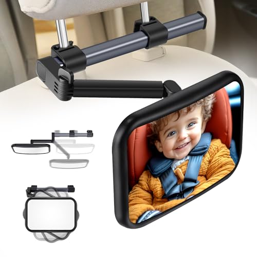 Image of Bvdfgk Baby Mirror for Car Seat Rear Facing - Infant Car Mirror with Adjustable Angle Holder for Back Seat, 360° Rotation Shatterproof Rearview for Viewing Newborn