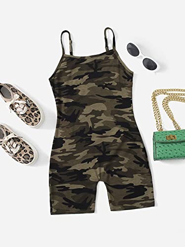 Cozyease Girls' Camo Print Romper Spaghetti Strap Sleeveless Short Length Casual Jumpsuit Multicolor 11-12Y #TOP5