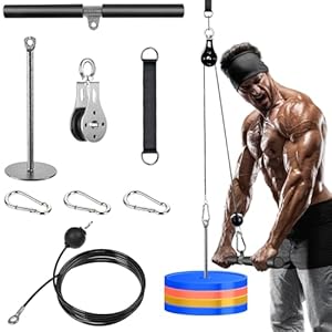 Lyndwin Fitness Cable LAT Pulley System, Katrol Systeem Apparatuur voor Thuis, Lat Pulldown Pulley Cable System Cable Machine Fitness Apparaten met Grip Pulley Set Gym Tricep Rope Stang voor Home Gym