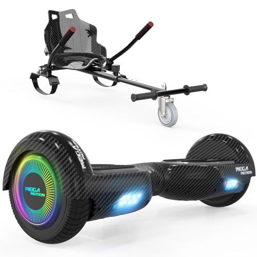 MEGA MOTION 6.5 Zoll Hoverboards mit Hoverkart für Kinder, mit Bluetooth Lautsprecher, mit LED-Leuchten, für Kinder Jügen Erwachsen