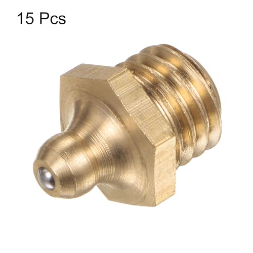 Image of HARFINGTON 15pcs Brass Straight Grease Fitting M12x1.75mm Metric Thread Hydraulic Grease Nipple Accessories for Car