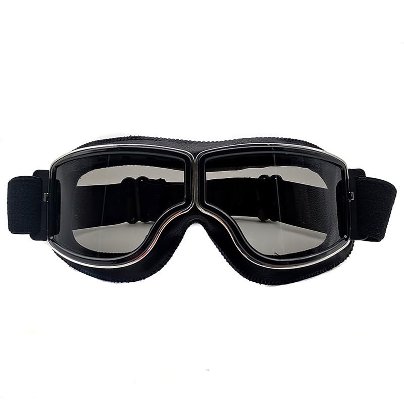 Buaak Occhiali da aviatore per moto e cross, occhiali da moto con lente nera Teatransparent – Occhiali da sole per motociclisti, crociera secondo Oneal Style, anti-appannamento