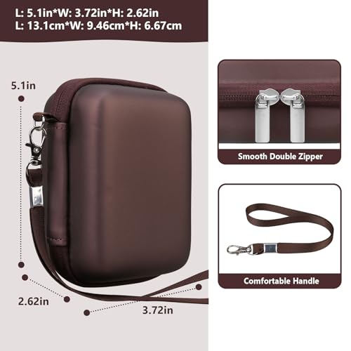 Image of Camera Case for Canon PowerShot ELPH 360 HS A, IXY 650 /ELPH 360 Camera Protective Case Storage Holder Travel Bag with Wrist Strap, Mesh Pocket for Battery Pack, USB Cable, Brown