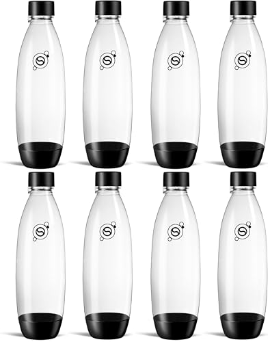 Image of sodastream 1L Pack Dishwasher Safe Slim Bottle (Black) (Pack of 8)