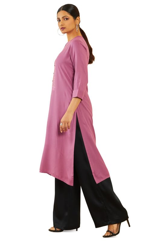 Image of Soch Women Rayon Regular Fit Regular Kurtas