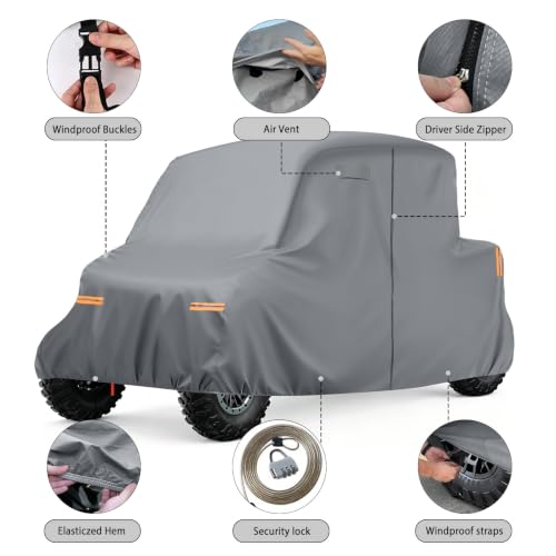 Image of Waterproof UTV Cover Compatible with Yamaha Wolverine RMAX2 /RMAX4 | 6 Layers Outdoor Cover with Cotton Liner, Air Vents, Door Zipper and Windproof Buckles for Rain Snow Dust Protection