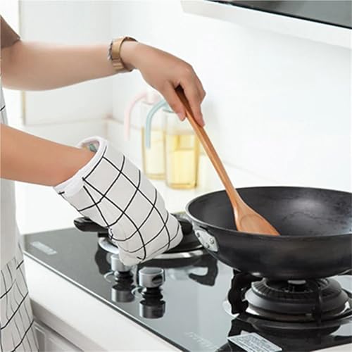 Gants de cuisson cuisine isolants gris pour micro-ondes et chaleur - 3