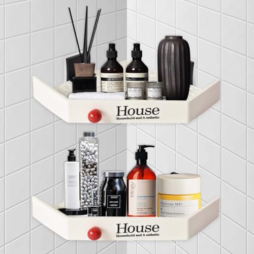 Estanteria Baño Esquina 2 Piezas Estantería Ducha Sin Taladro Plástico, Estante Ducha De Plastico Sin Taladro Adhesivo Estanteria Ducha, Bathroom Organizer Shelves, Con 2 Ganchos, Para Baño Y Cocina