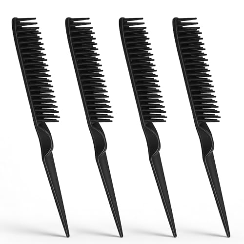 4 PCS Black 3 Row Comb for Natural Hair Three Row Comb for Braids The Unbraider Combs Tool for Women Men Detangling and Sectioning