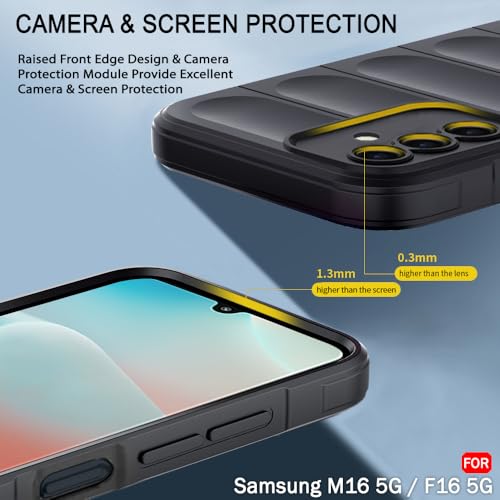 Image of TheGiftKart Liquid Silicon Back Cover Case for Samsung Galaxy M16 5G / F16 5G | Shockproof Military Grade Protection | Micro-Fibre Cloth On Inner Side | Anti-Slip Grip Back Cover Case (TPU, Black)