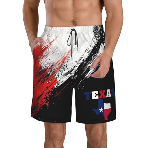 Board Shorts Texas Flag Mens Swim Trunks Quick Dry Swim Shorts Beach Short Summer Swimwear with Pockets